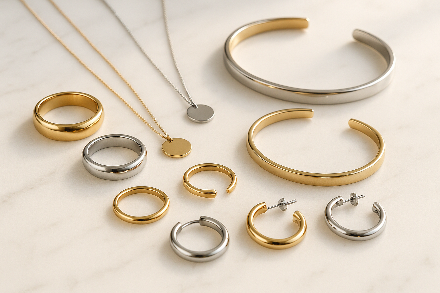 Gold stainless Steel and silver jewelry 